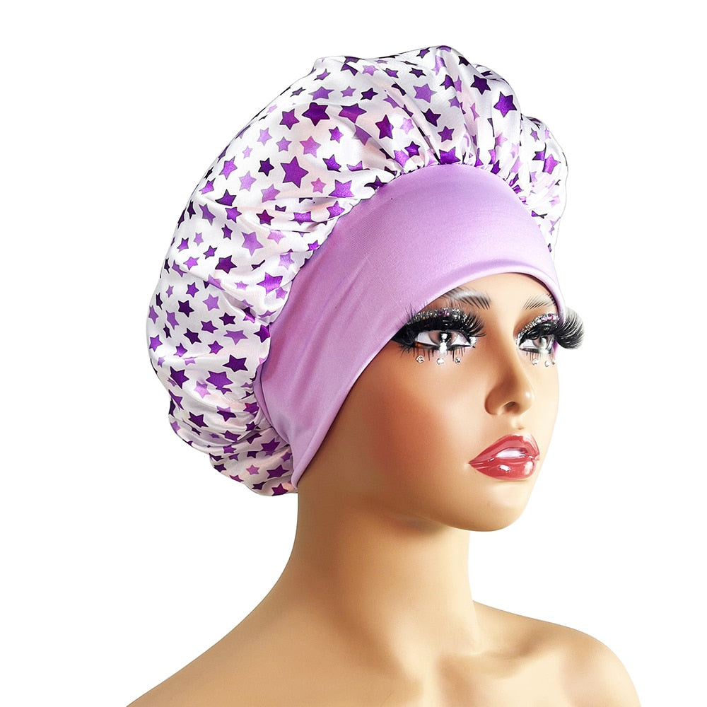 New Satin Bonnet Silk Night Sleeping Cap For Women Curly Braid Hair Multi Style Printing