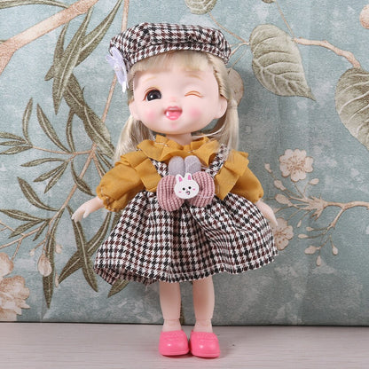 ⚠️16cm BJD Doll Full Set 13 Moveable Joint Dolls Cartoon Dress Bjd Toy Smile Face Newest Dress Make Up Toys Girls Gift Dolls