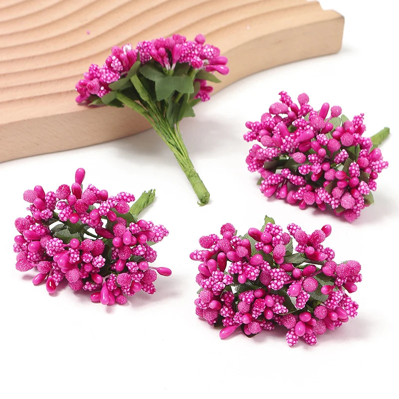 12/36/72/144Pcs Stamens Artificial Flowers Wedding Party Decoration DIY Scrapbooking Garland Craft Gift Fake Flowers Accessories