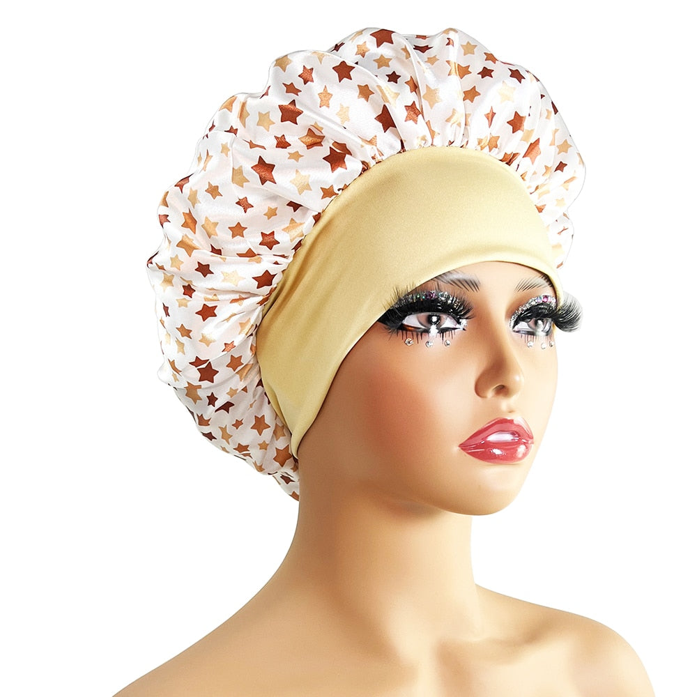 New Satin Bonnet Silk Night Sleeping Cap For Women Curly Braid Hair Multi Style Printing