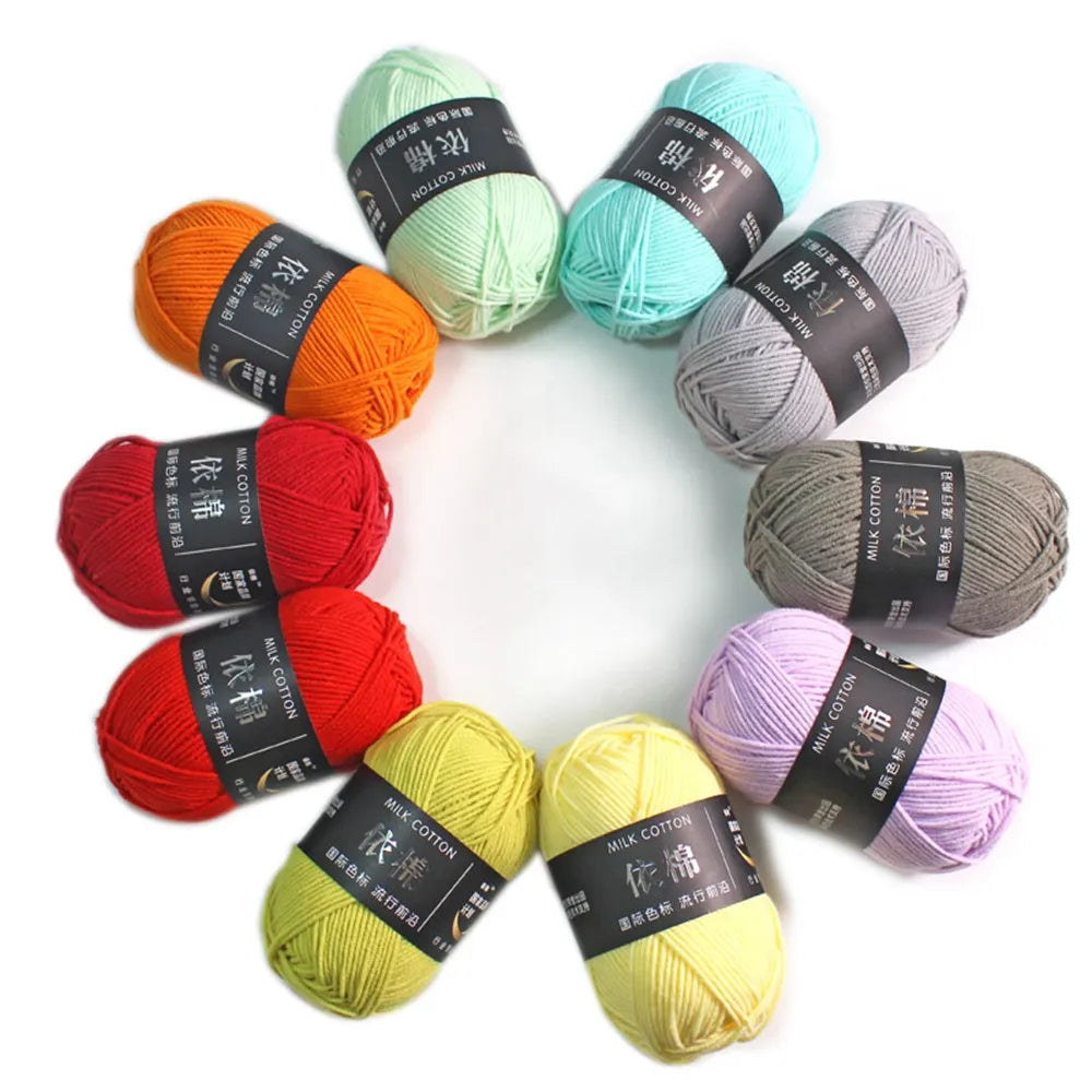 50g 4ply Milk Cotton Knitting Wool Yarn Needlework Dyed Lanas For Crochet Craft Sweater Hat Dolls DIY Knitting Tools