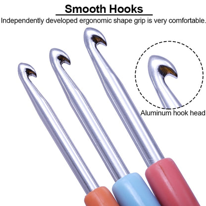 Crochet Hooks Colorful Soft Plastic Handle Knitting Needles Set Sweater Hand-Knit DIY Sewing Accessories 8Pcs/Set 2mm-6mm