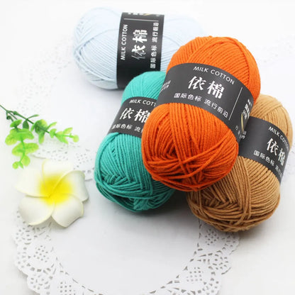 50g 4ply Milk Cotton Knitting Wool Yarn Needlework Dyed Lanas For Crochet Craft Sweater Hat Dolls DIY Knitting Tools