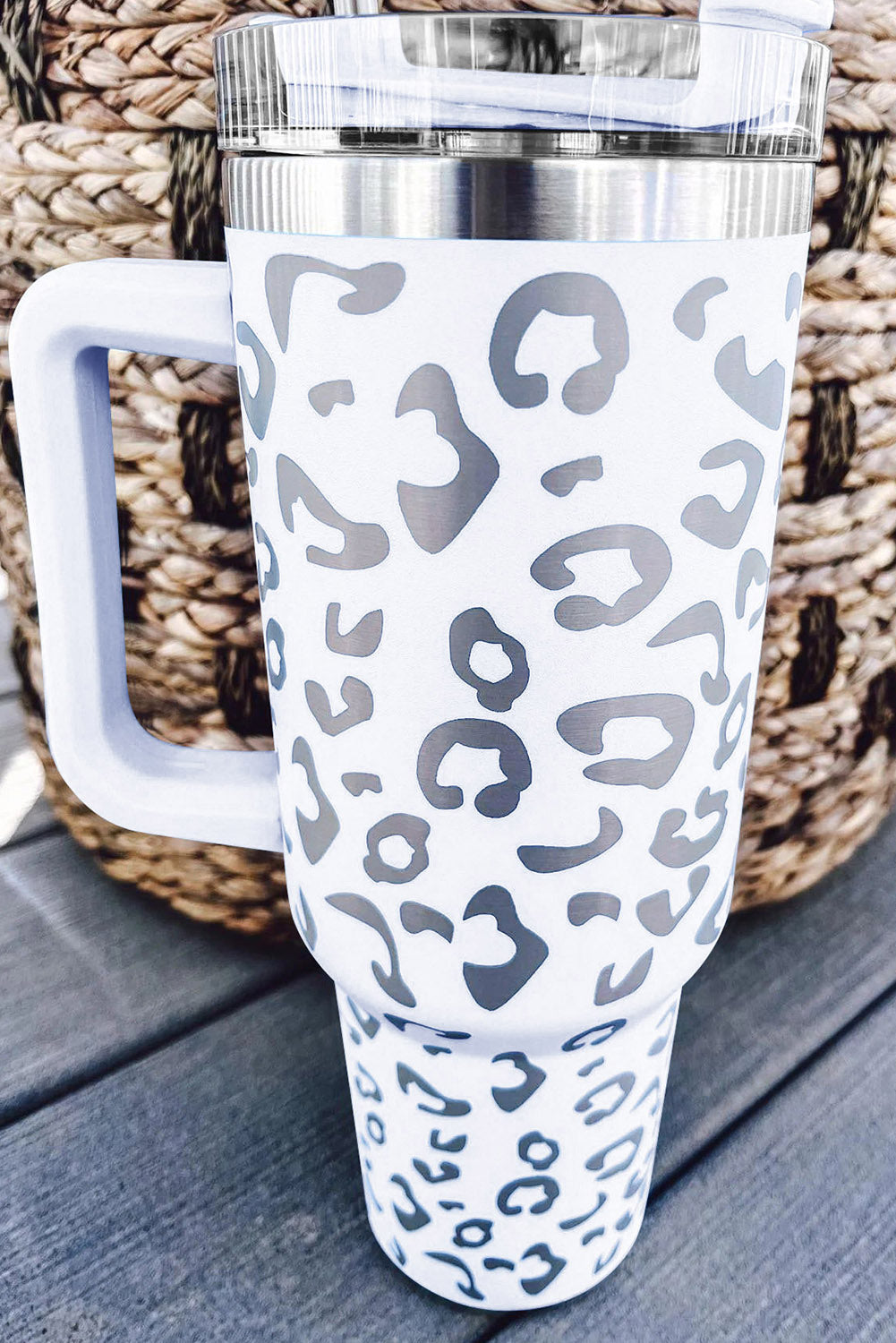 White Leopard Spotted 304 Stainless Double Insulated Cup 40oz