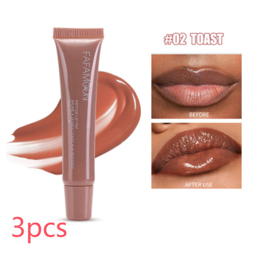 Glossy Lip Glaze Waterproof Long Lasting Lip Gloss Glossy Mirror Tea Red Liquid Lipstick Doodle Lip Korean Makeup