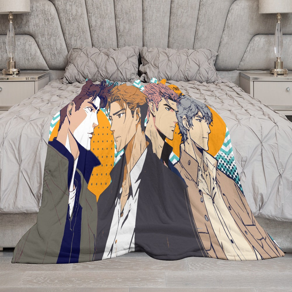 Ultra-Soft Flannel Blanket Multiple Sizes Anime, Nostalgia, Guy Crush, Boys, Emotions, Friendship, Handsome (Designed by Dunbi)