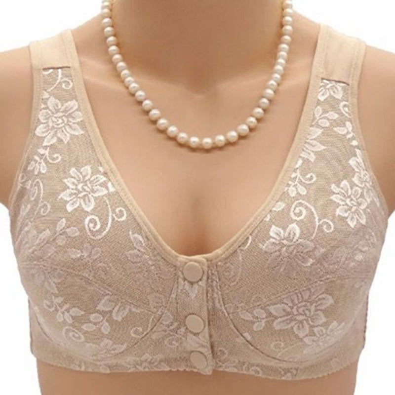 Vintage Women Thin Nursing Bras Female Middle-aged Elderly Front Buckle Vest-style Comfortable Underwear For Ladies