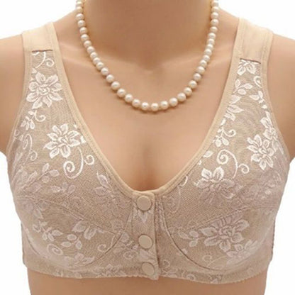 Vintage Women Thin Nursing Bras Female Middle-aged Elderly Front Buckle Vest-style Comfortable Underwear For Ladies