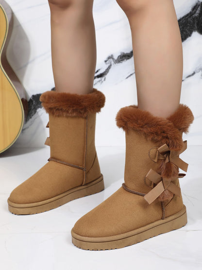 Bow Thermal Faux Fur Suede Boots