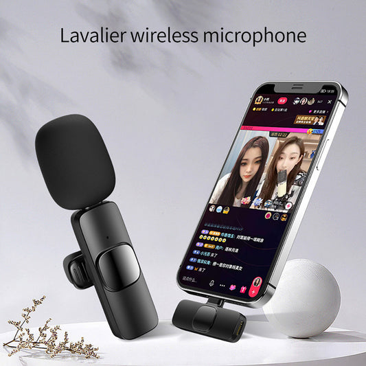 Wireless Lavalier Microphone Portable Audio Video Recording Mini Mic For IPhone Android Long Battery Life Live Broadcast Gaming