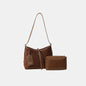 Suede Shoulder Bag and PU Leather Clutch 2 Piece Set