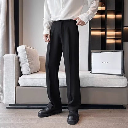 Men's Solid Color Anti-wrinkle Loose Wide-leg Suit Pants