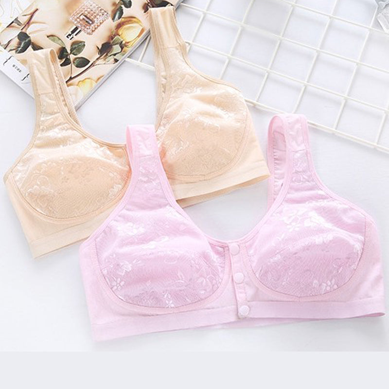 Vintage Women Thin Nursing Bras Female Middle-aged Elderly Front Buckle Vest-style Comfortable Underwear For Ladies