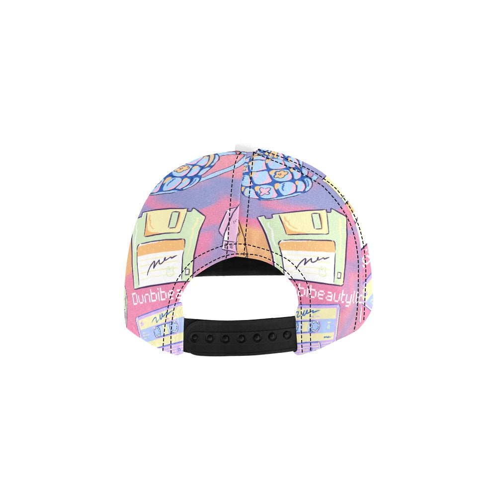 All Over Print Snapback Cap Kawaii, Retro, Anime, 90's Themed, Sherbet Colors, Pastel (Designed by Dunbi)