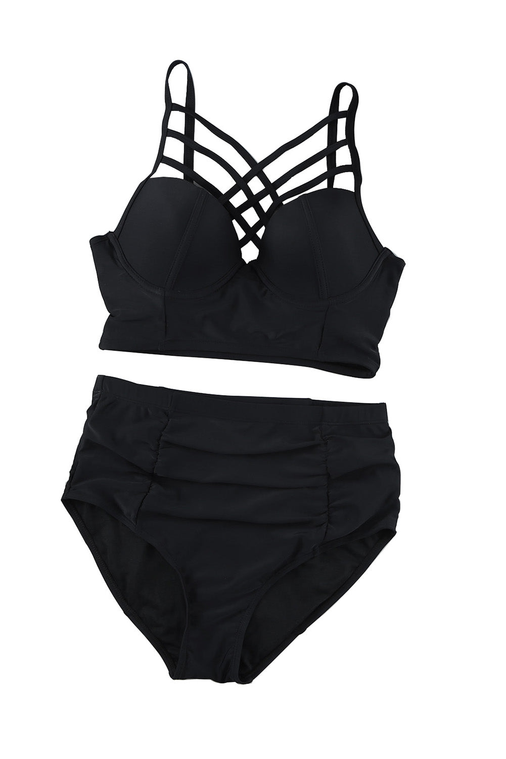 Strappy Neck Detail High Waist Swimsuit