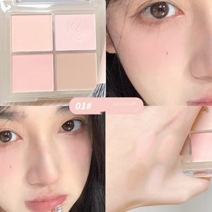 Four Color Blush Palette Natural Nude Makeup Highlighting And Contouring