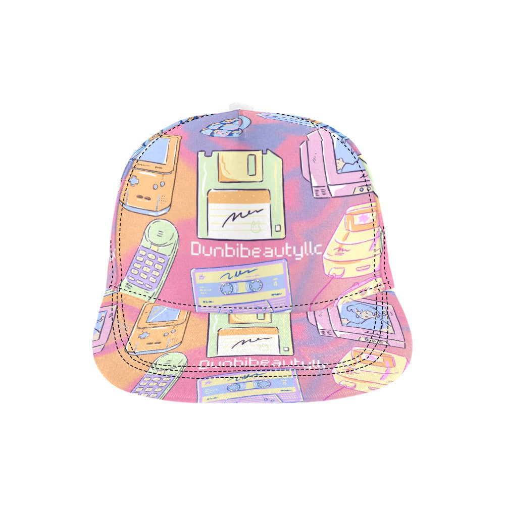 All Over Print Snapback Cap Kawaii, Retro, Anime, 90's Themed, Sherbet Colors, Pastel (Designed by Dunbi)