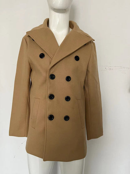 British Men Mid-length Long Sleeve Woolen Coat