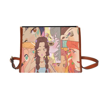 Waterproof Canvas Bag-Brown (All Over Print) (1641) Kawaii, Anime, Japanese, Girl, Makeup, Beauty, Fun, Sleepover, Feminine, Fun, Cute (Designed by Dunbi)