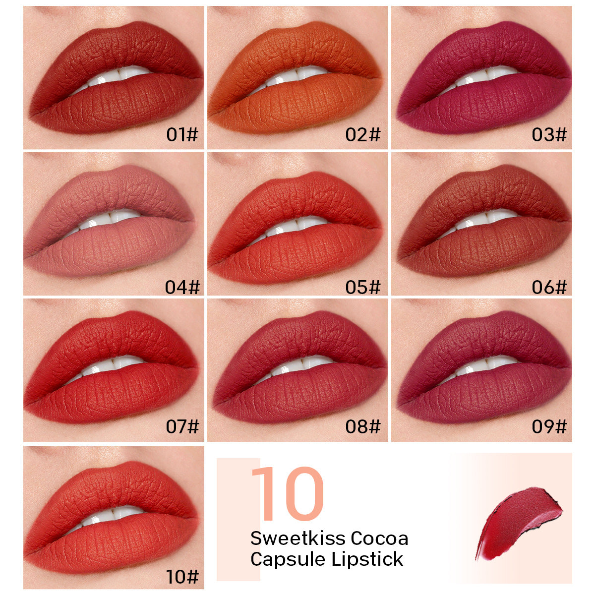 Matte Matte Lipstick In 10 Bags