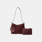 Suede Shoulder Bag and PU Leather Clutch 2 Piece Set