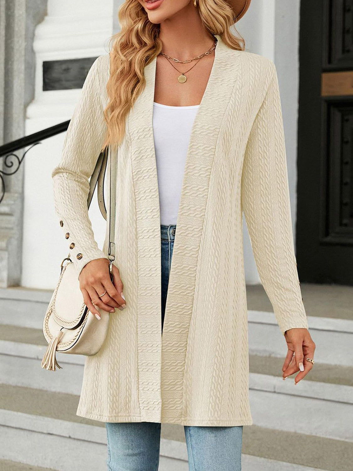 Open Front Long Sleeve Cardigan