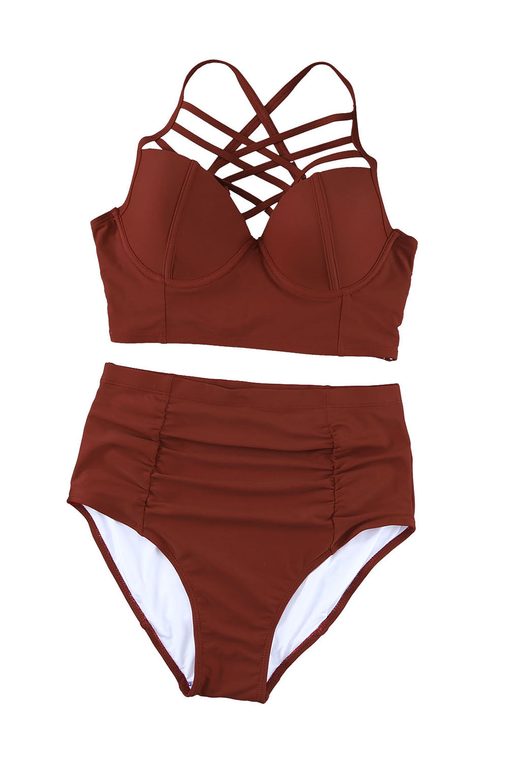 Strappy Neck Detail High Waist Swimsuit