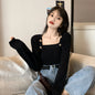 Square-neck Bottoming Shirt Women's Pure Desire Chic French Knitted Top Design Niche