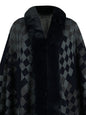 Fuzzy Checkered Long Sleeve Poncho