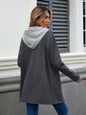 Drawstring Long Sleeve Hooded Jacket