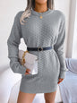 Round Neck Long Sleeve Mini Sweater Dress