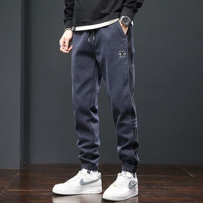 Fleece Lined Padded Warm Keeping Track Sweatpants Loose Casual Pants