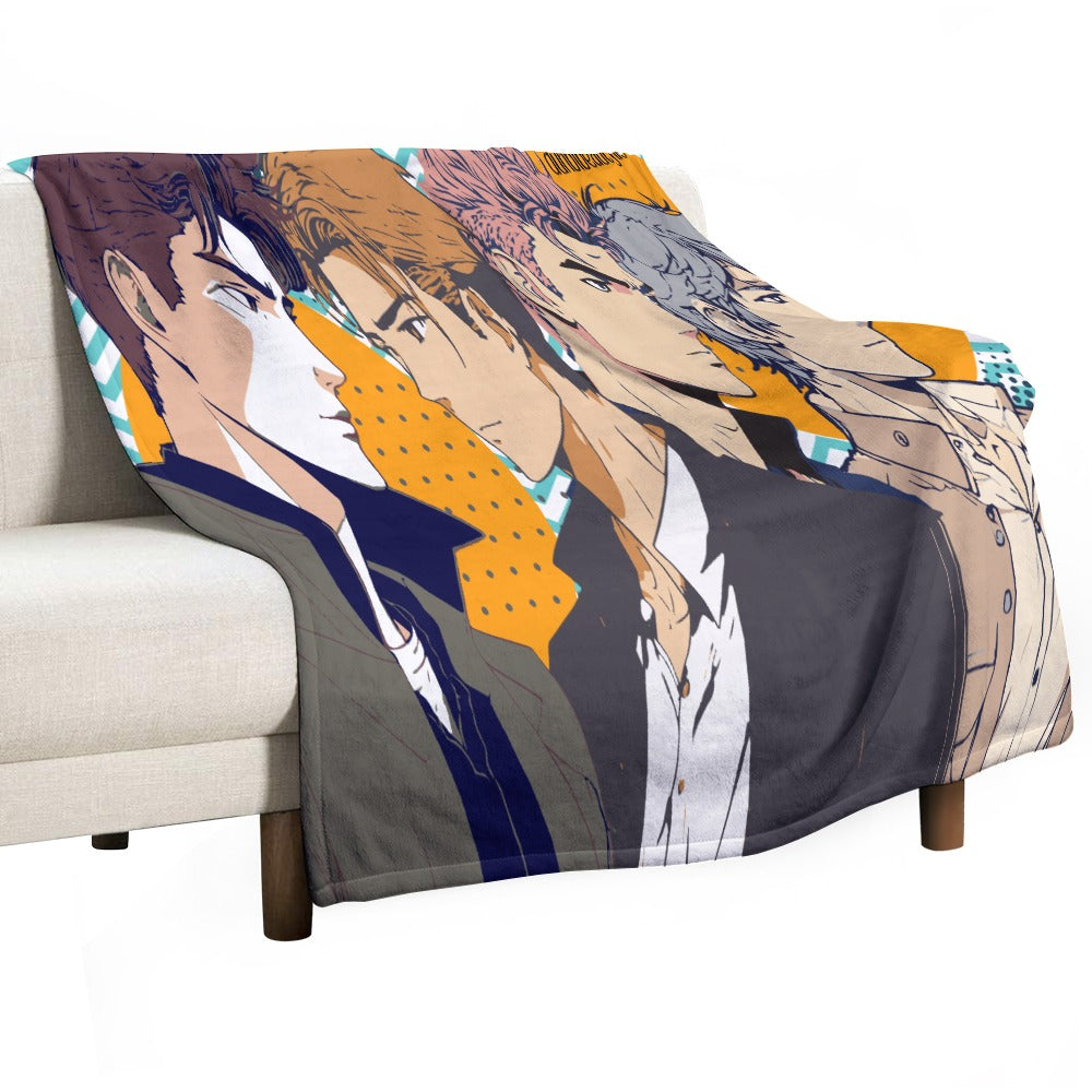 Ultra-Soft Flannel Blanket Multiple Sizes Anime, Nostalgia, Guy Crush, Boys, Emotions, Friendship, Handsome (Designed by Dunbi)