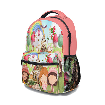 School Bag, Portable Lunch Bag, Pen Pouch | Oxford Cloth - Watercolor, Candy, Pastel, Lollypops, Chocolate, Treats, Dessert, Girls, Friends, Rainbow, Candy Shop, Hot Air Balloon, Cake Pops, Chocolate Clouds (Designed by Dunbi)