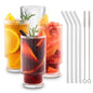 Gracenal 12oz Ribbed Glass Cups with Straws