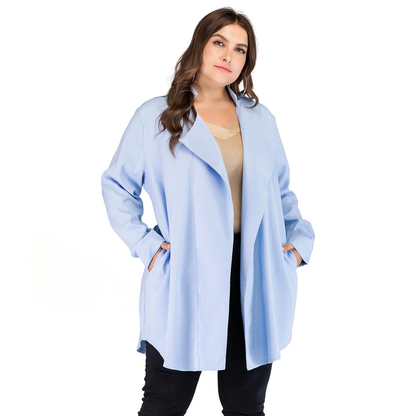 Women's Plus Size Solid Color Lapel Coat Kiwidrop