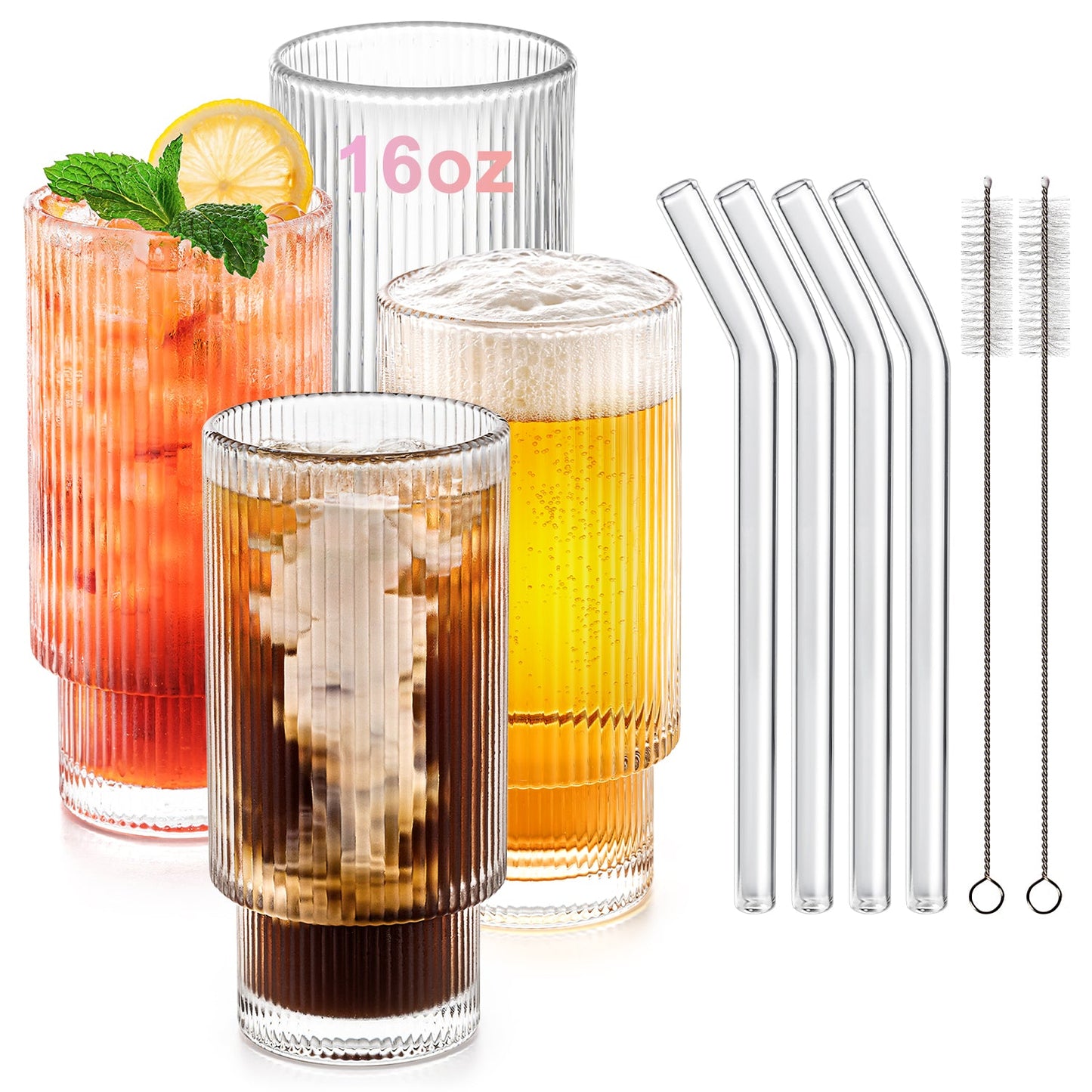 Combler Ribbed Glass Cups