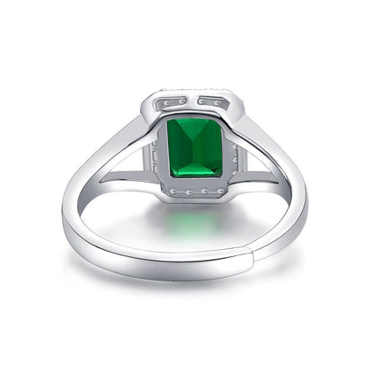 Green Geometric-Shaped 925 Sterling Silver Adjustable Rings