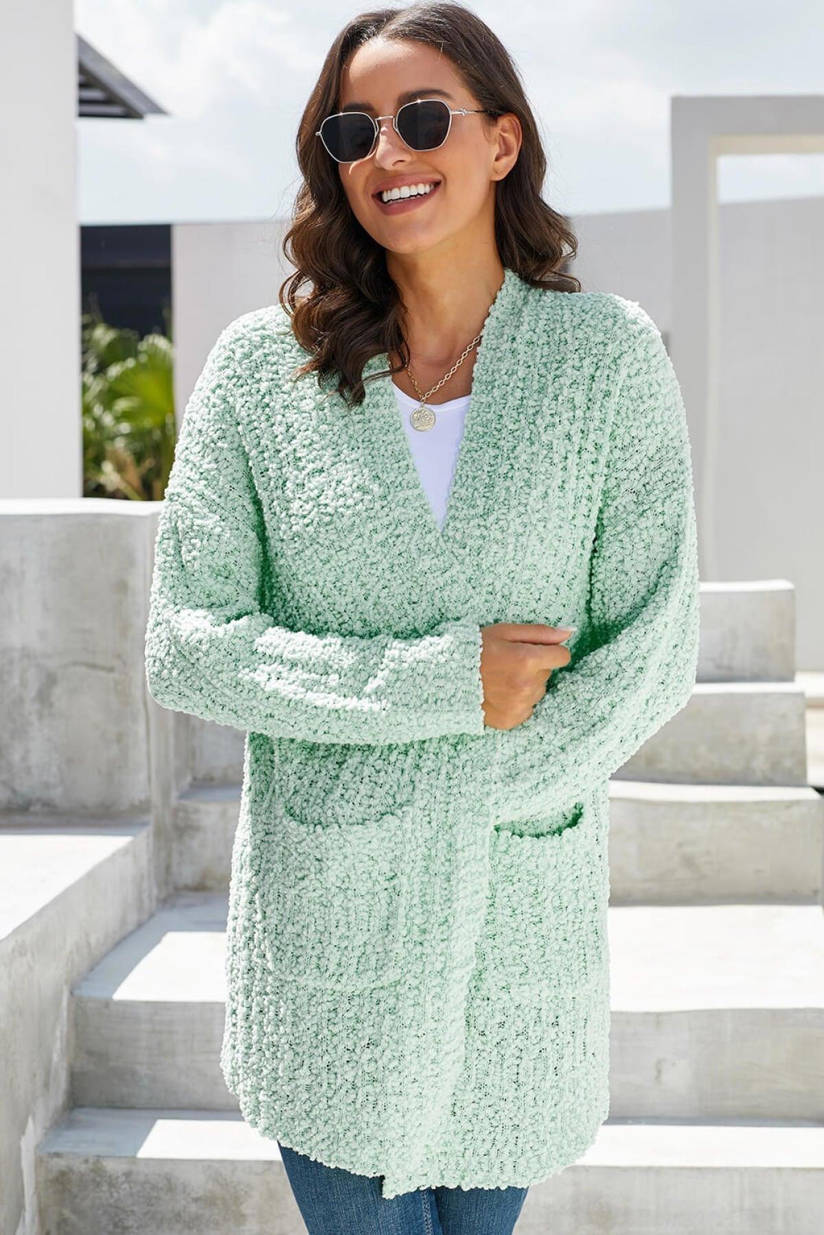 Pebble Beach Textured Cardigan Kiwidrop