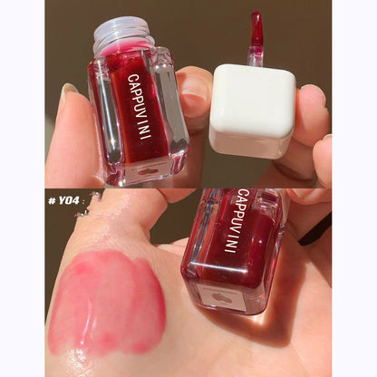 Small Square Lip Gloss Transparent Lip Gloss Glass Moisturizing And Nourishing Mirror Lip Lacquer