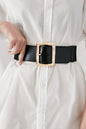 Rectangle Buckle Elastic Wide Belt