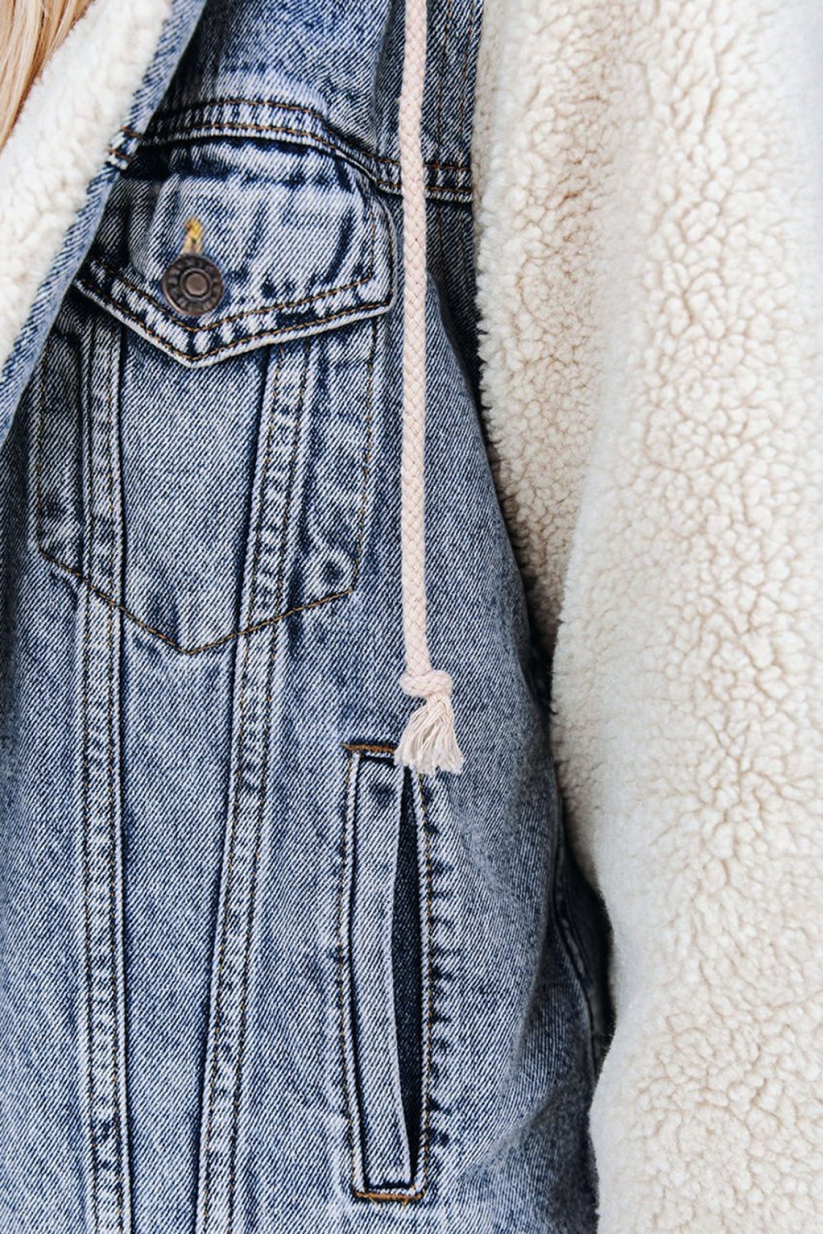 Sherpa Denim Splicing Buttoned Jacket Kiwidrop