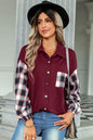 Plaid Dropped Shoulder Shirt with Breast Pocket Trendsi