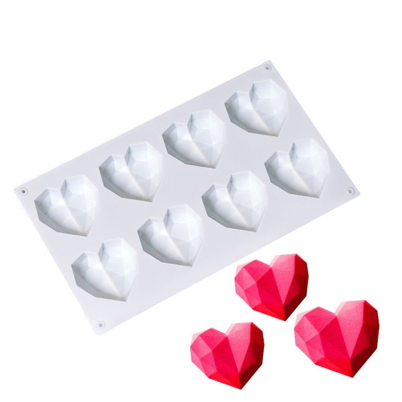 3D Diamond Heart Shaped Baking Mold