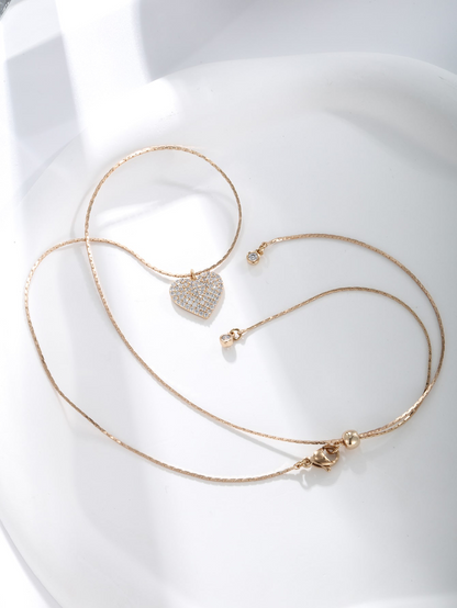 A fashion simple temperament atmosphere cold wind design sense of advanced plated 18K gold love thin chain can adjust the daily model wear Halloween Teachers' day gift