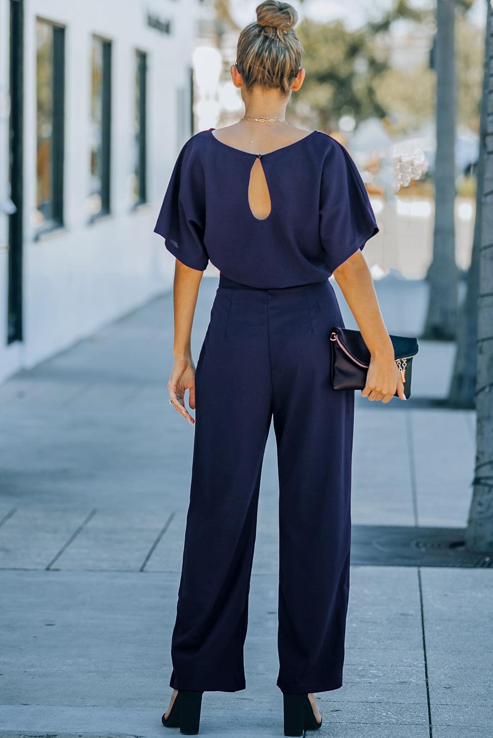 Oh So Glam Belted Wide Leg Jumpsuit Kiwidrop