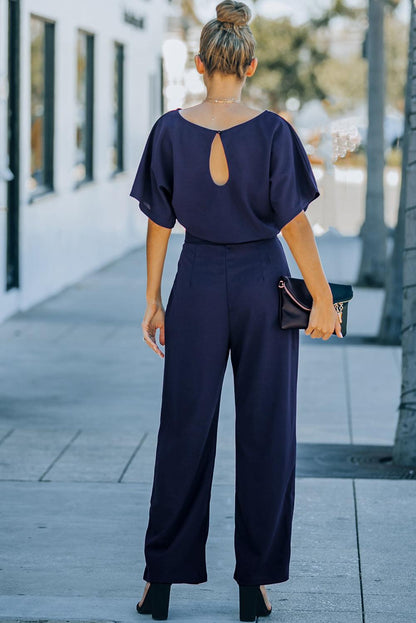 Oh So Glam Belted Wide Leg Jumpsuit Kiwidrop