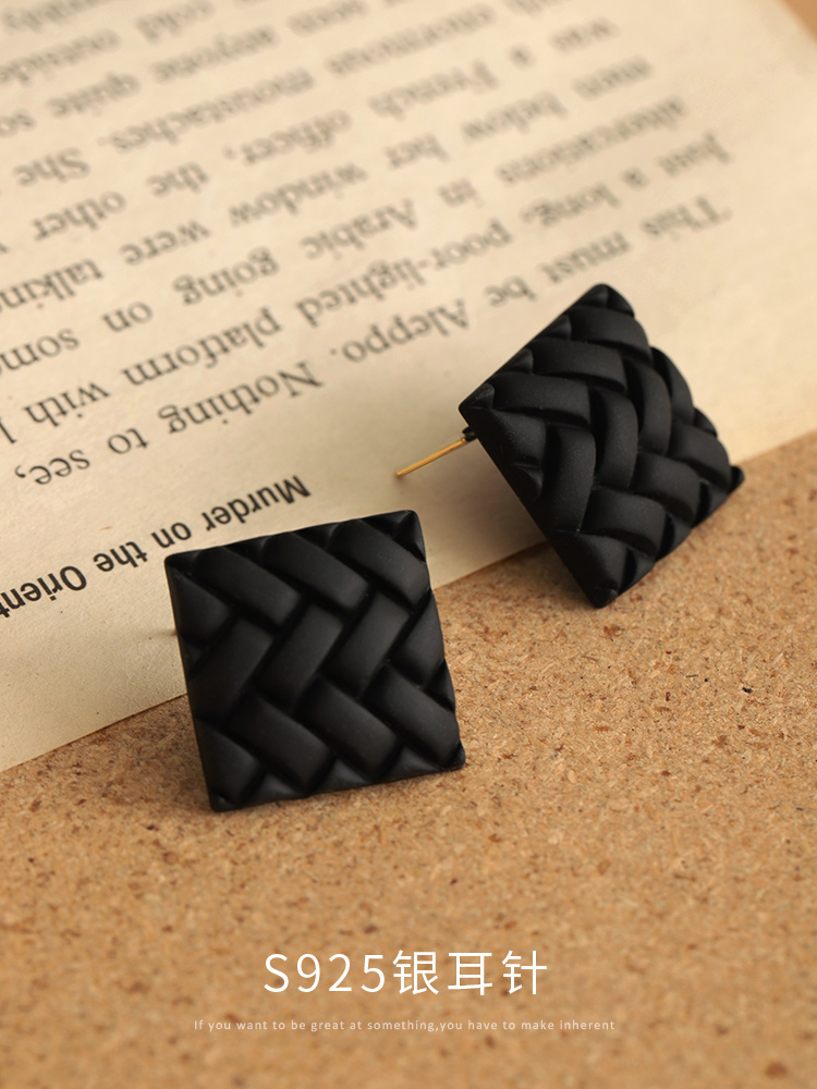 Retro Square Geometric Woven Earrings Kiwidrop