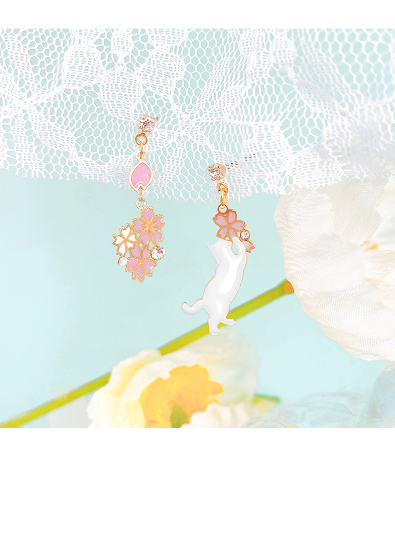 Women's  Cute Cherry & Cat Earrings Kiwidrop