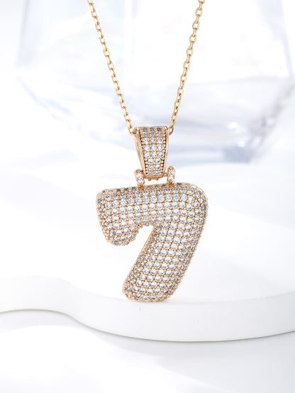 A fashion trend simple collocation micro-inset cubic zirconia digital necklace pendant men and women daily Halloween Teachers' day wear